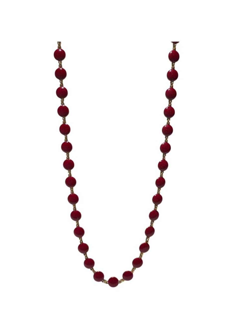 Vintage Beaded Necklace Round Red Beads Minimalist Retro Fashion Jewelry Women